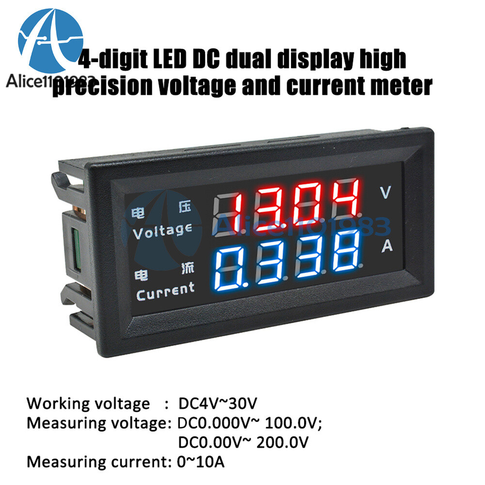 1/2/5/10PCS 4-Digital Dual LED DC0-200V 10A Voltmeter Current Ammeter M4430