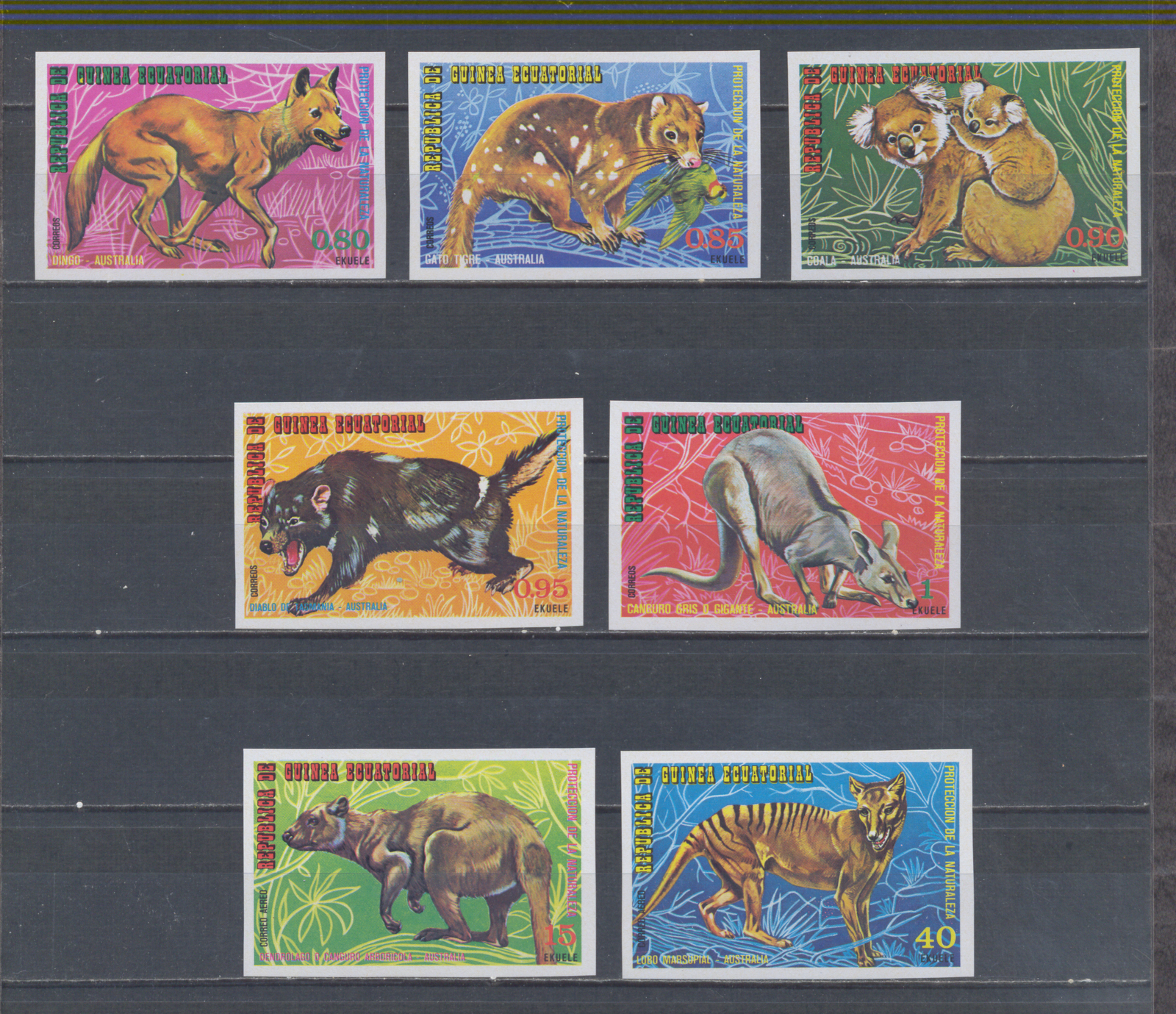 W EQUATORIAL GUINEA 0467B-473B AUSTRALIA ANIMALS IMPERFORATED SET