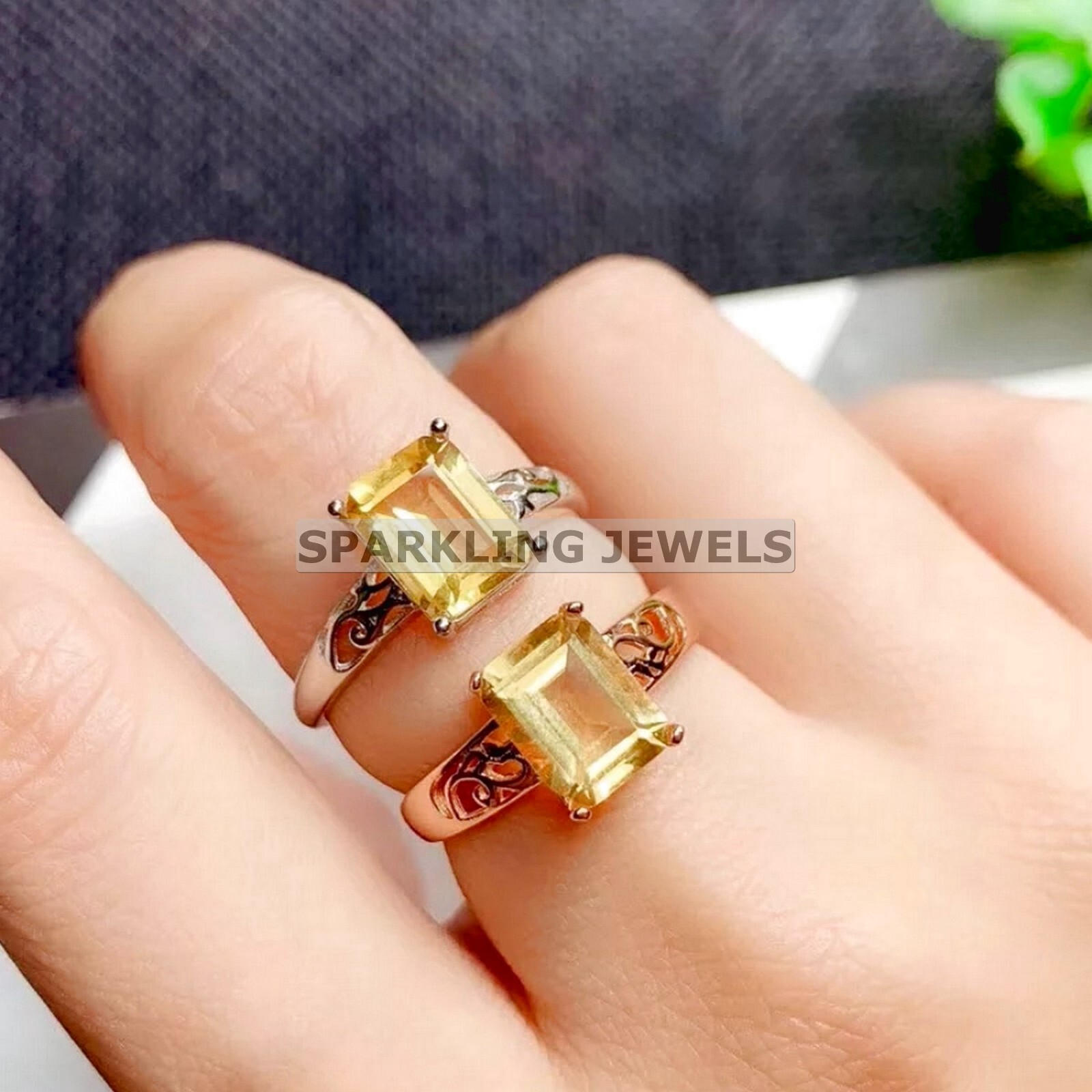 Calibrated Citrine Emerald Cut With 14K Solid Gold Ring For Men #C176
