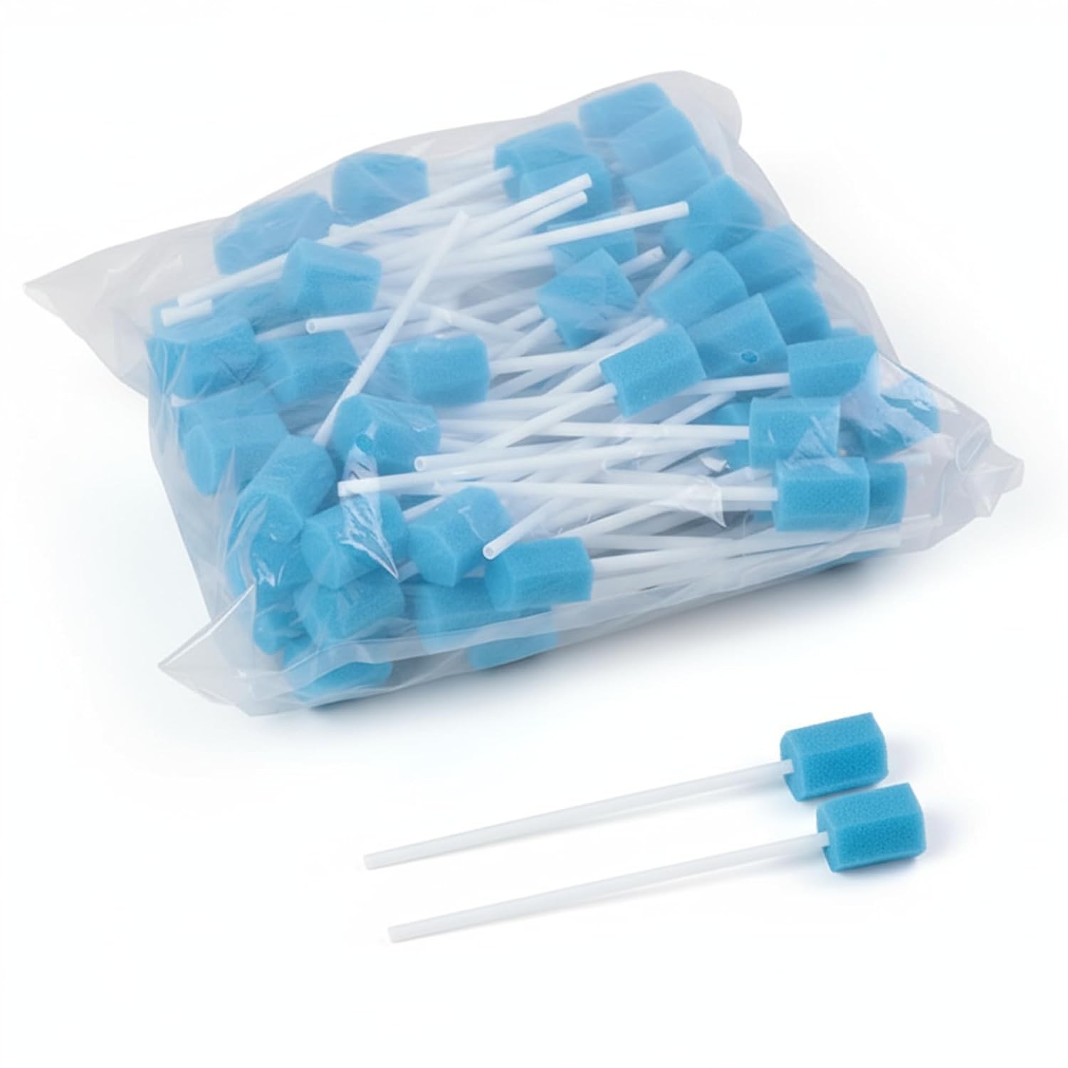 100X Disposable Oral Cleaning Sponge Swabs for Oral Care Mouth Sponges Blue/Pink