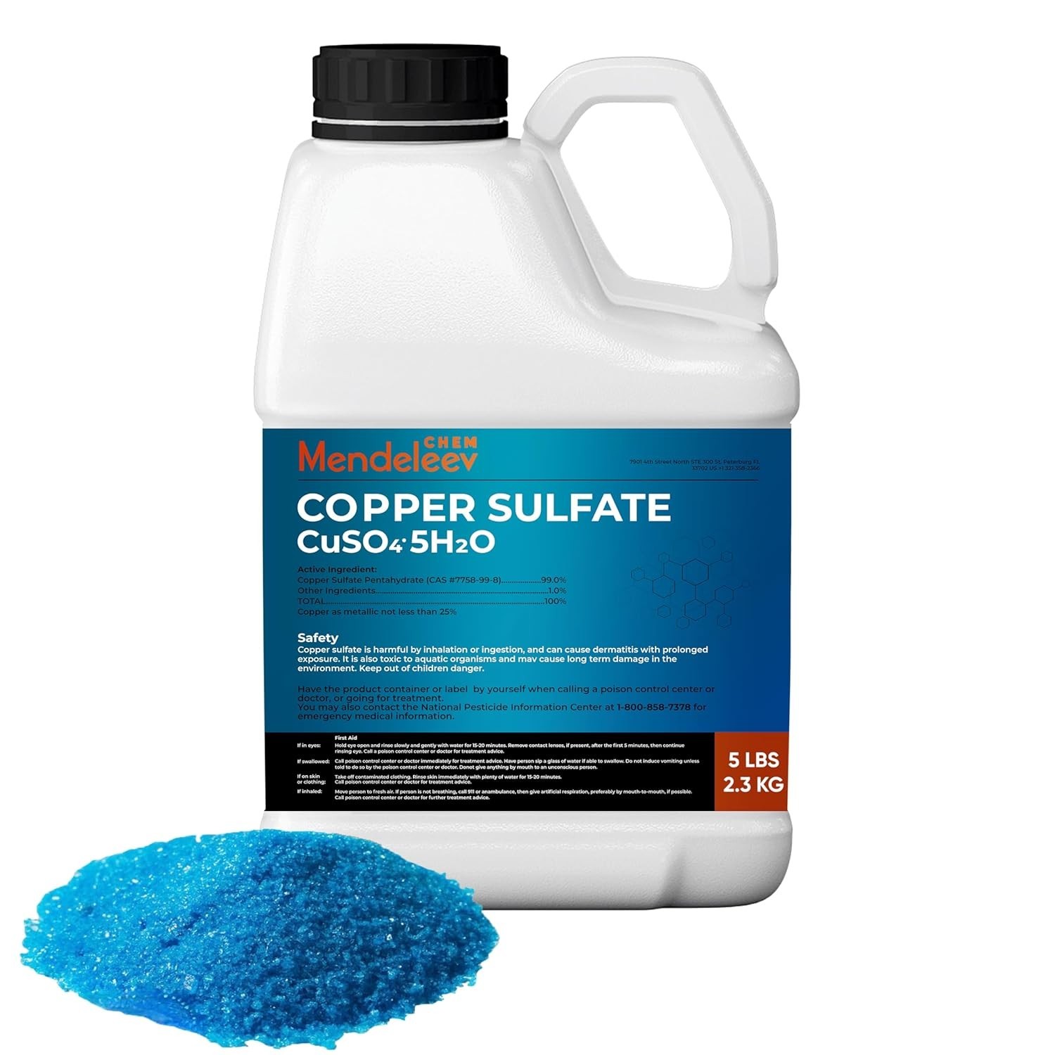 Mendeleev Copper Sulfate Crystals 5 Lbs - Granular & EPA Free for Diverse Uses