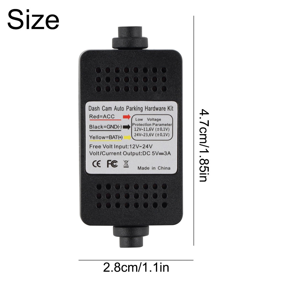 12-24V to 5V 3A Type-C Step-down Cable Suitable For Type-c Interface Recorders