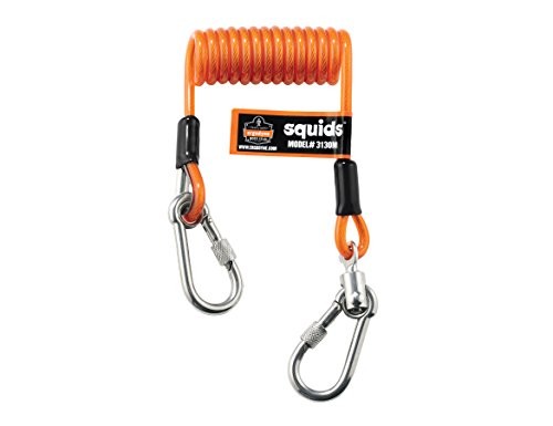 Squids 3130M Coiled Cable Tool Lanyard with Dual Stainless Steel Medium