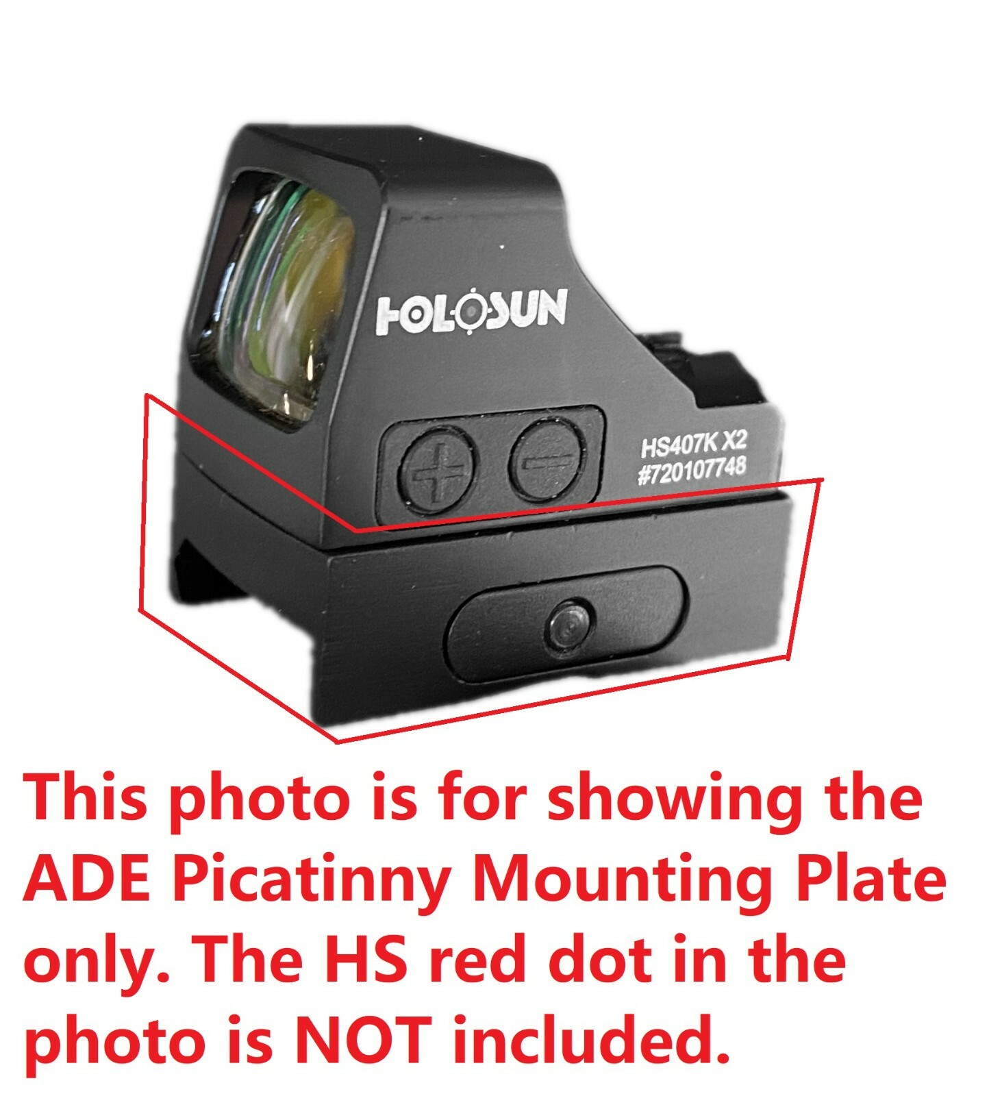 HM4 Red dot Optic Mount Picatinny Adapter plate  Holosun 407K, 507K ESP red dot