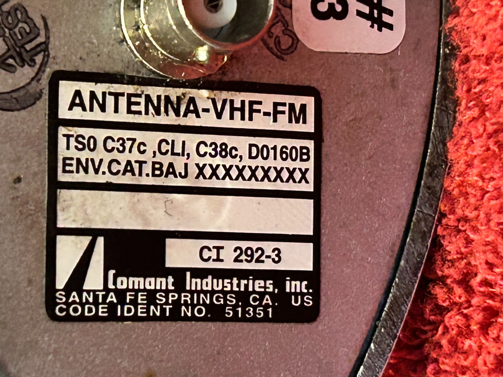 COMANT CI 292-3 VHF FM BENT WHIP ANTENNA