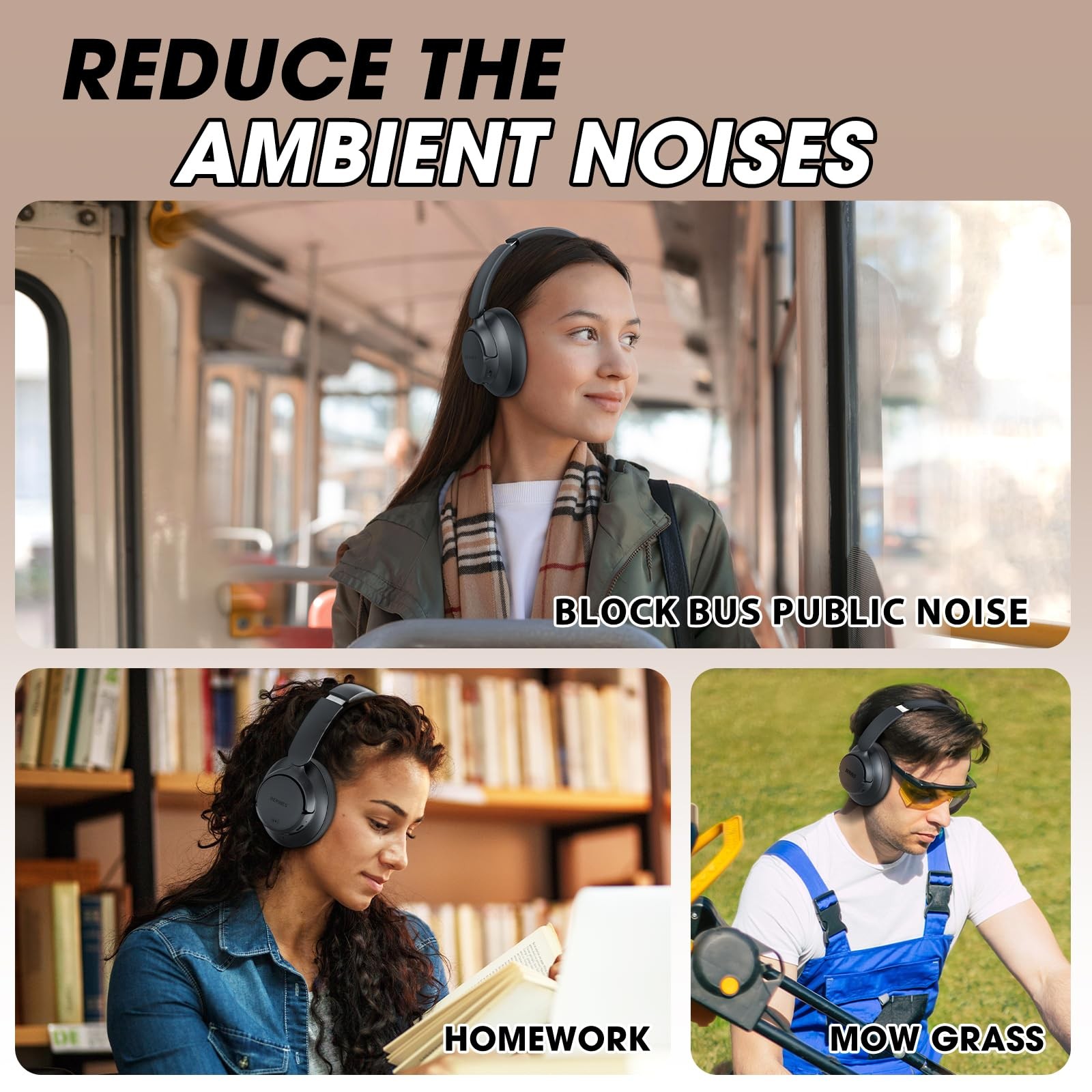 Upgraded Hybrid Active Noise Cancelling Headphones with Transparent Modes,70H...