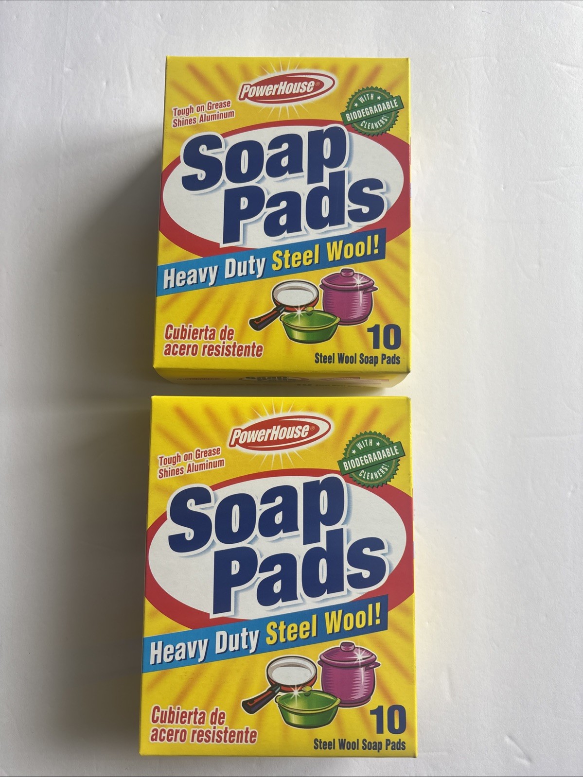 Power House - Heavy Duty Steel Wool Soap Pads 10ct / 2 Boxes Total 20pads