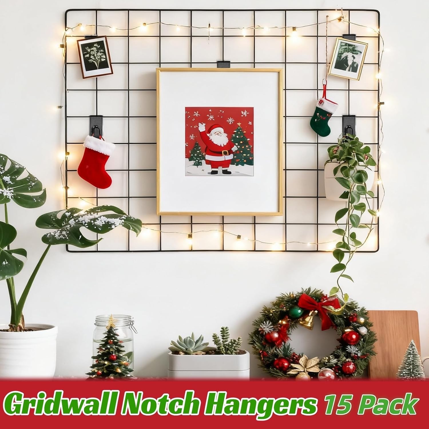 Versatile 15 Pack Grid Wall Hooks - Tool-Free Installation & Space Saver