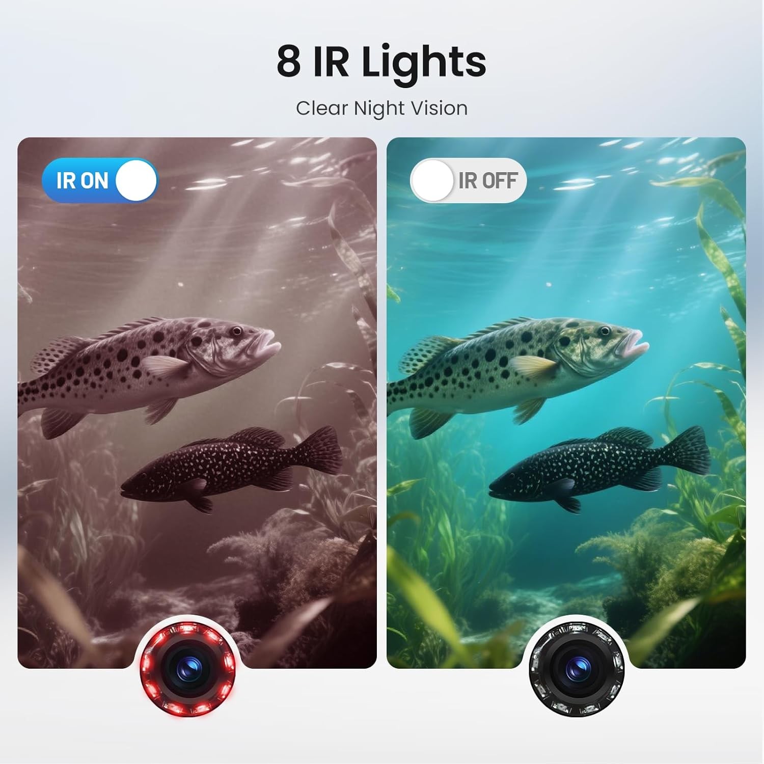 Eyoyo 5'' Underwater Fishing Camera,720P Fish Finder, 32G DVR Recording,8 IR LED