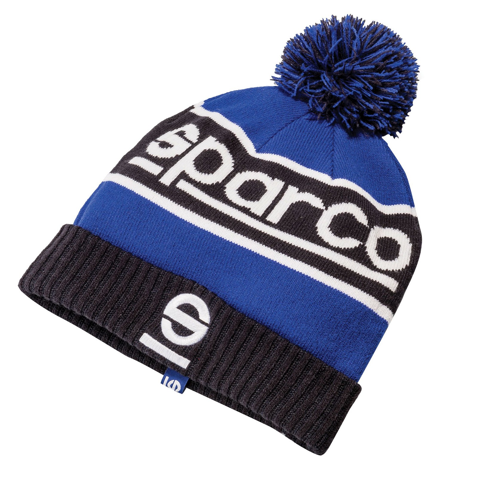 Sparco Windy Winter/Autumn Warm Beanie Bobble Hat - Navy Blue/Black