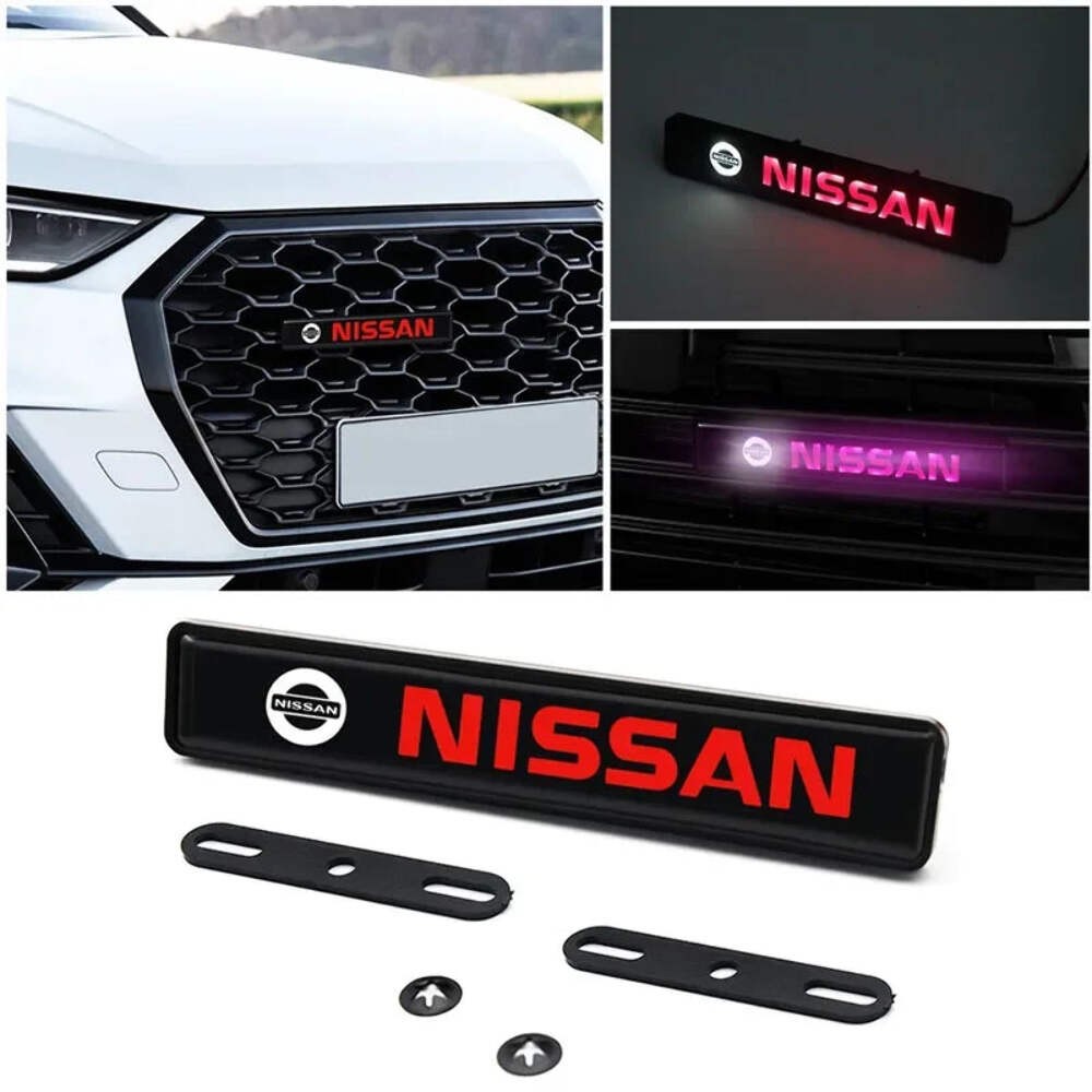 Car Decorative Lights LED Front Hood Grille Emblem Badge Decoration For Nissan Q