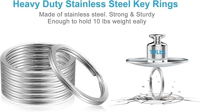 "Key Rings Stainless Steel Assortment Heavy Duty Split Keyring Loops, In 5 Small