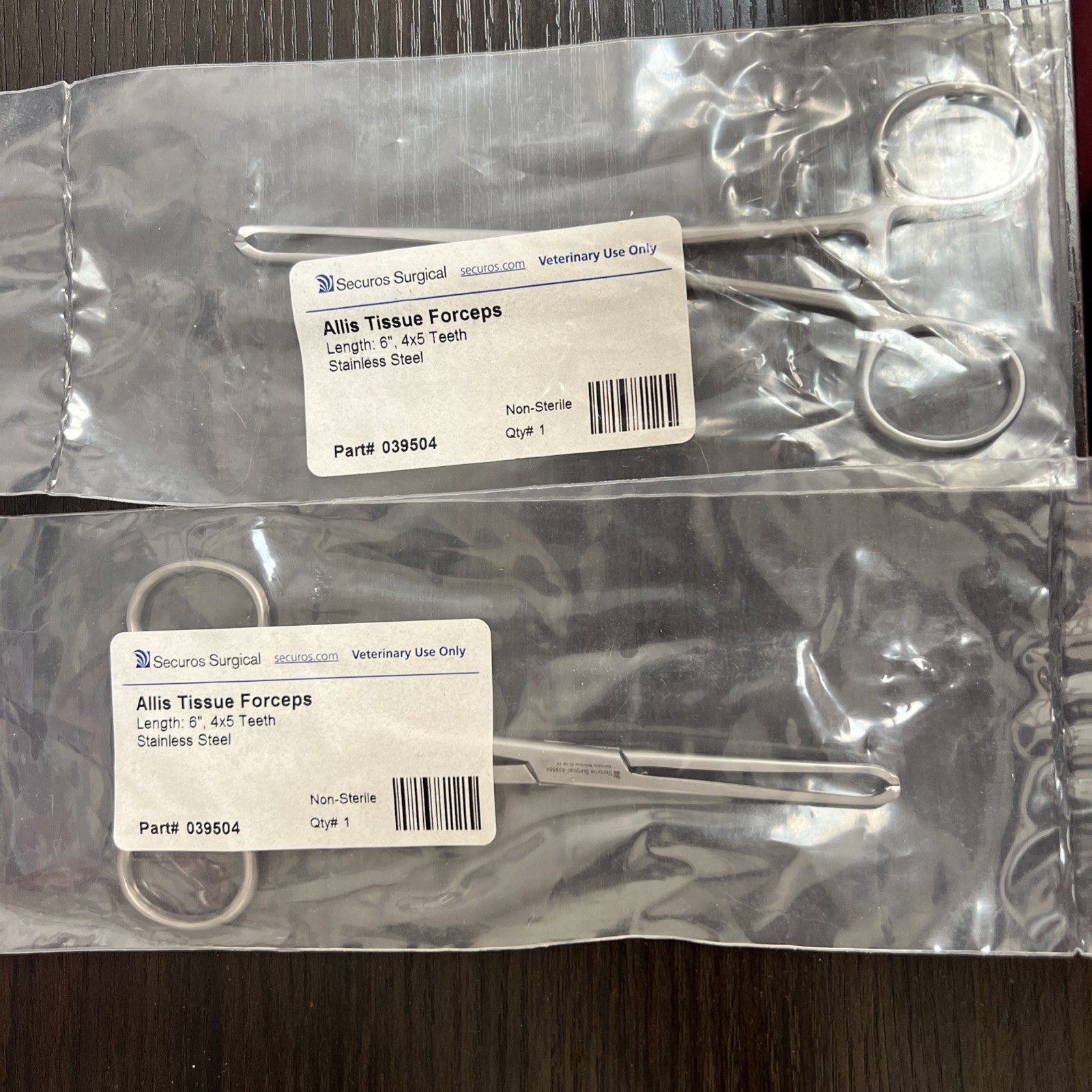 Allis Tissue Forceps 2-pack 6" Stainless Steel German Grade Veterinary