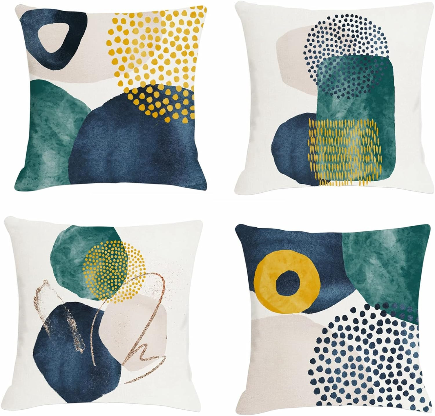 Jartinle Boho Abstract 18" x (Pack of 4), Emerald Green Navy
