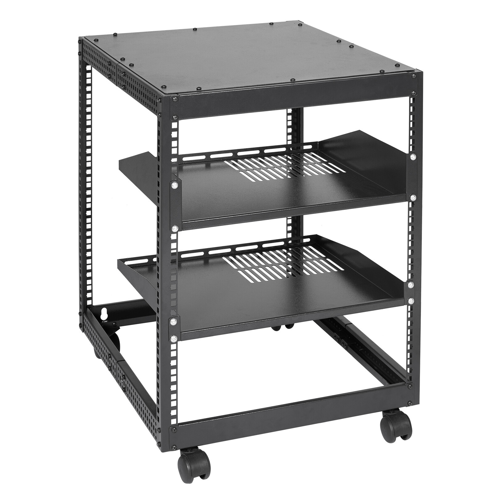 VEVOR 12U 4 Post Open Frame Server Rack Network Enclosure 15''-40'' Adjustable