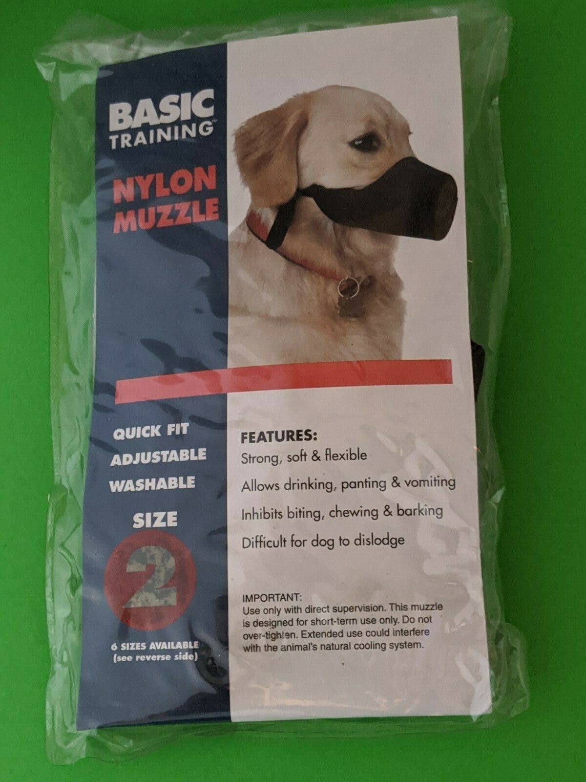 Nes Nylon Adjustable Dog Muzzle, Size 2