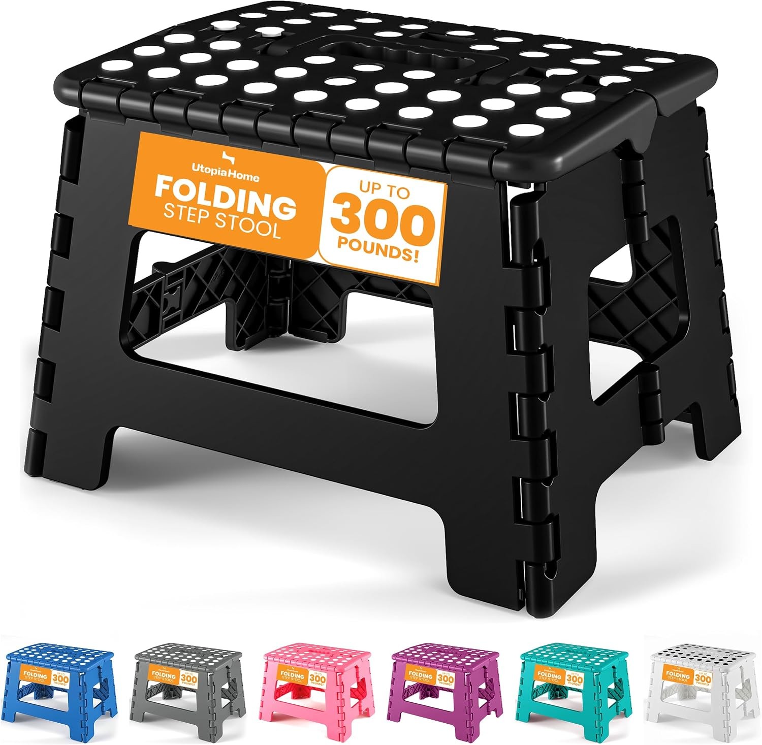Folding Step Stool 9 Inch Anti-Slip Black 1-Pack Foldable step stool