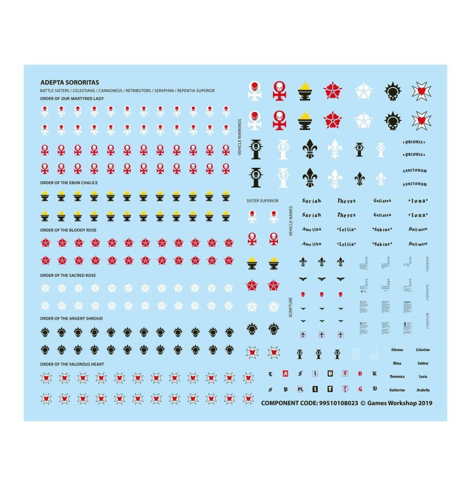 Warhammer 40k Adepta Sororitas transfer sheet - New Sisters of Battle GW