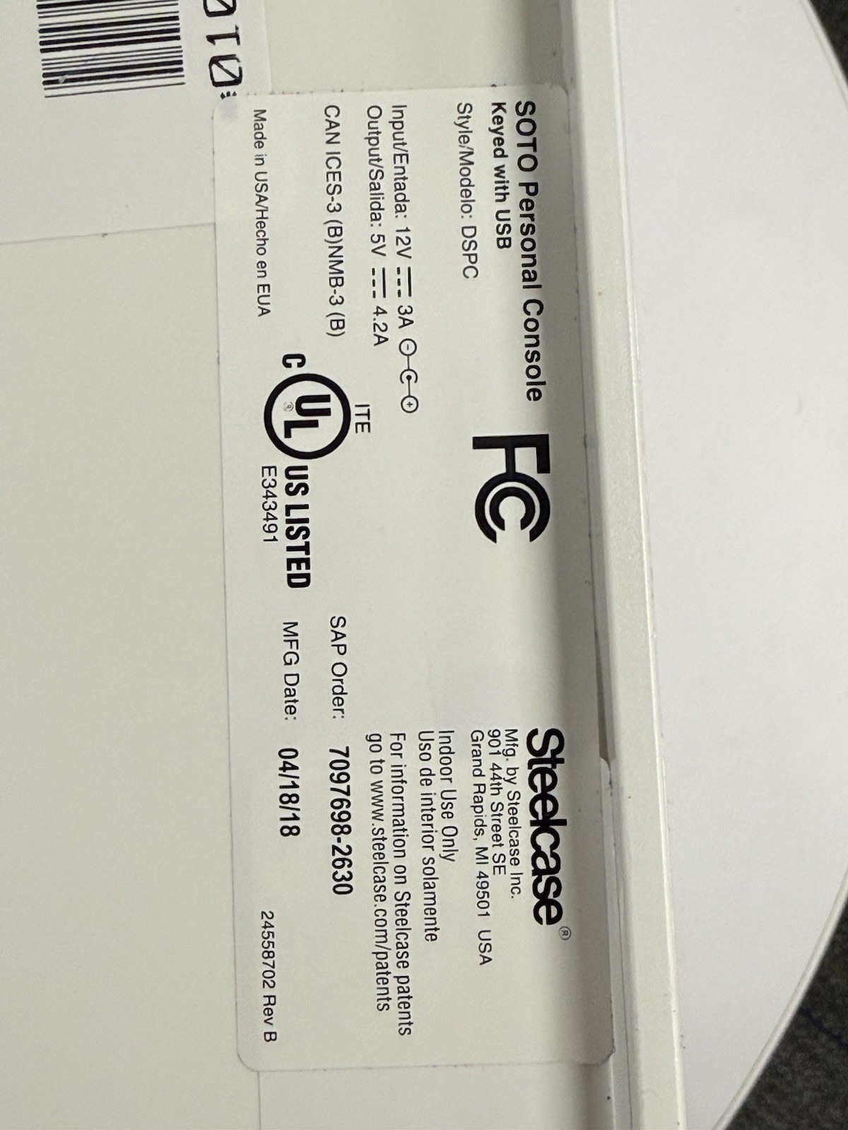 Steelcase SOTO Desk Mounted Personal Storage Unit White