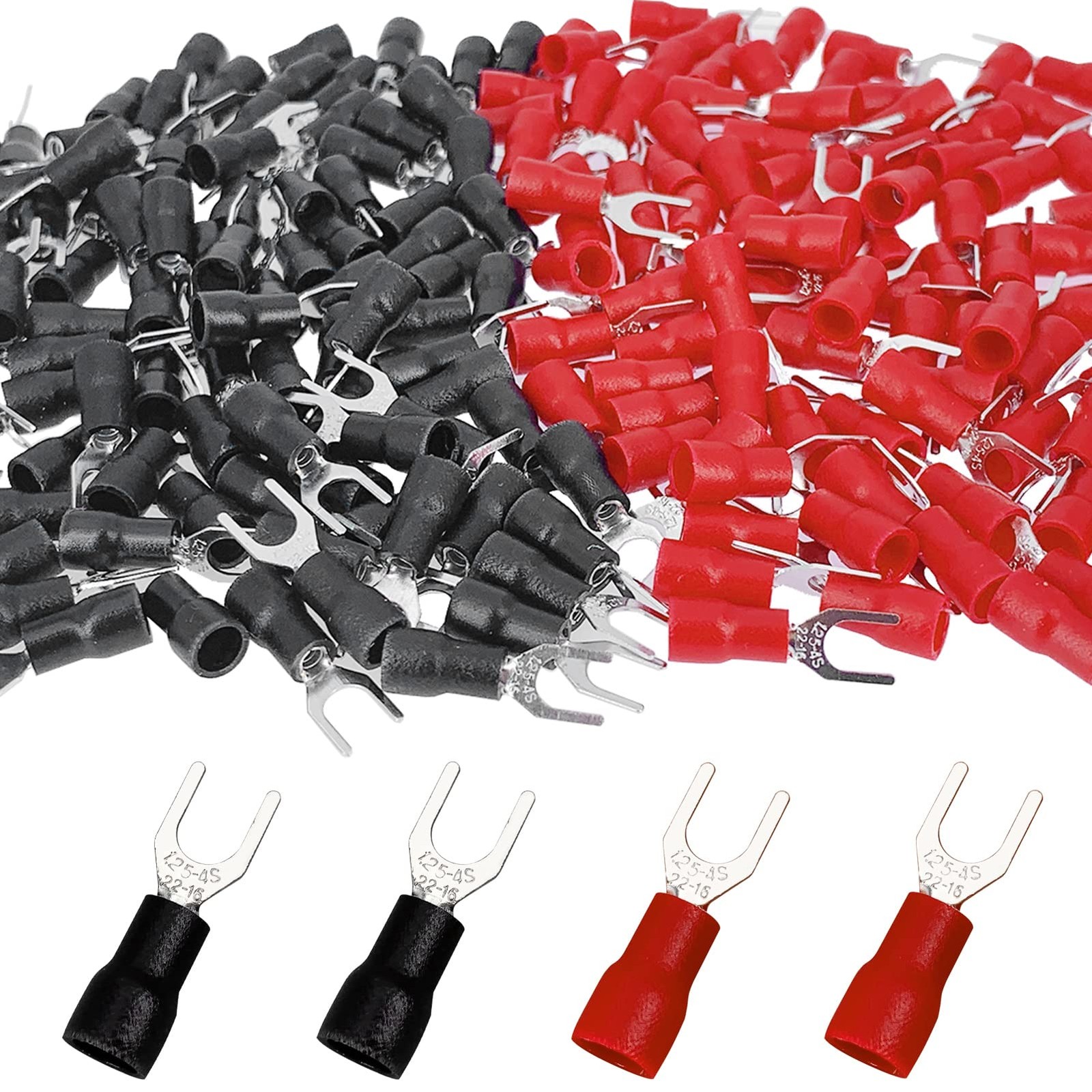 Teansic 200 Pcs 22-16 AWG #8 Black & Red 200 PCS - AWG(#8), Red,