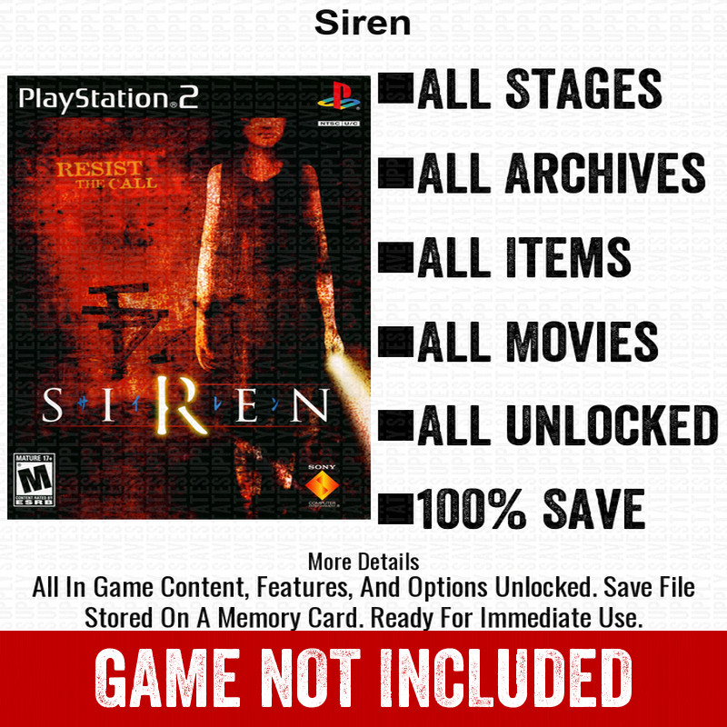 Siren 100% All Items PS2 Memory Card CHEATS