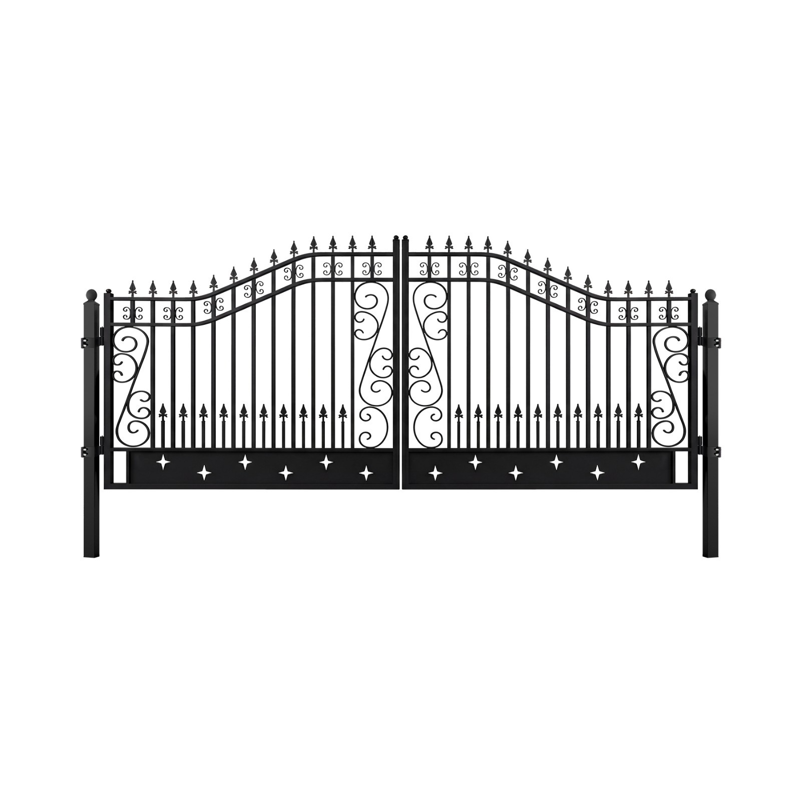 16x8 FT Heavy Duty Steel Dual Swing Driveway Gate with Posts | Star Style