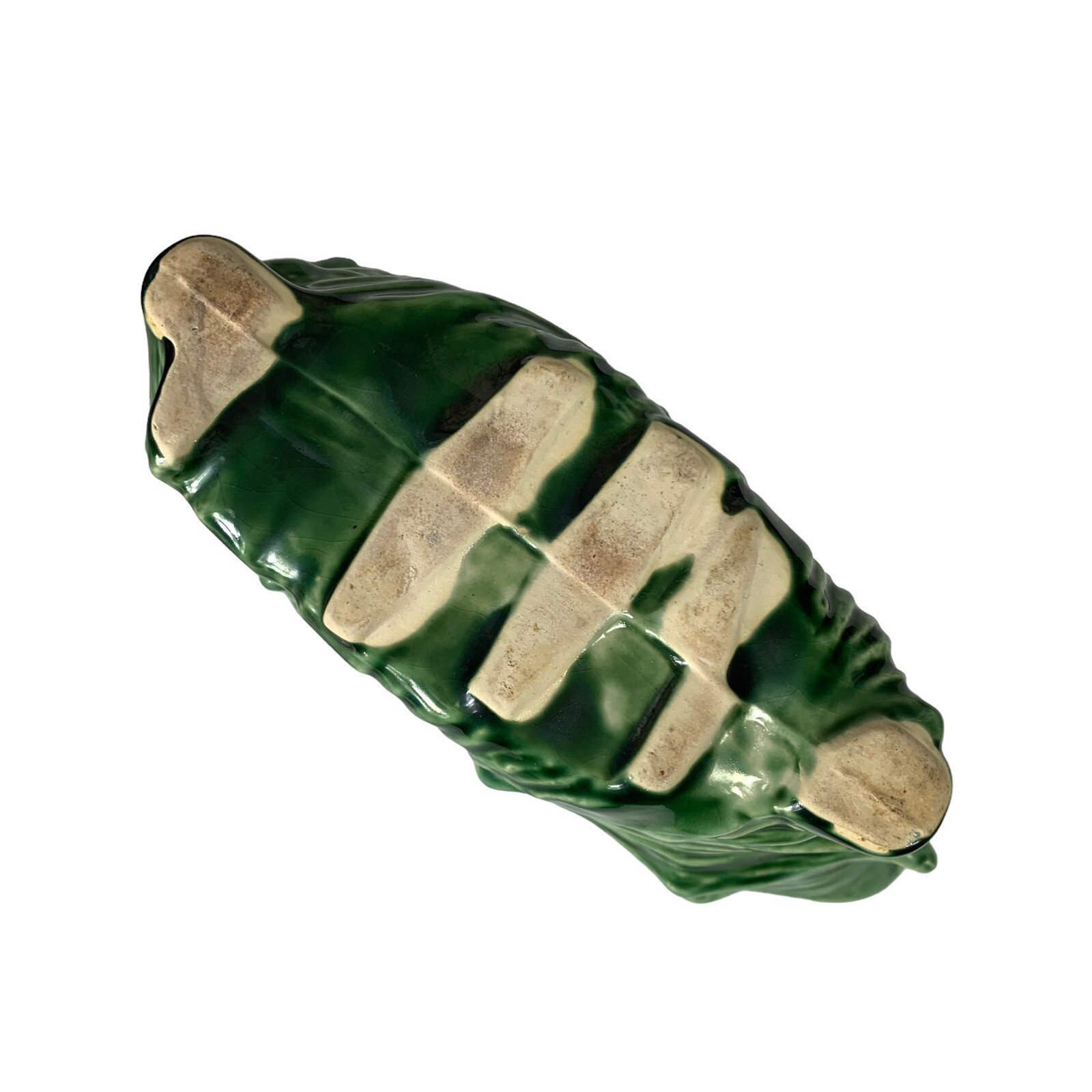 Vintage Ceramic Planter Green Cornucopia 8x3 3.25" Tall