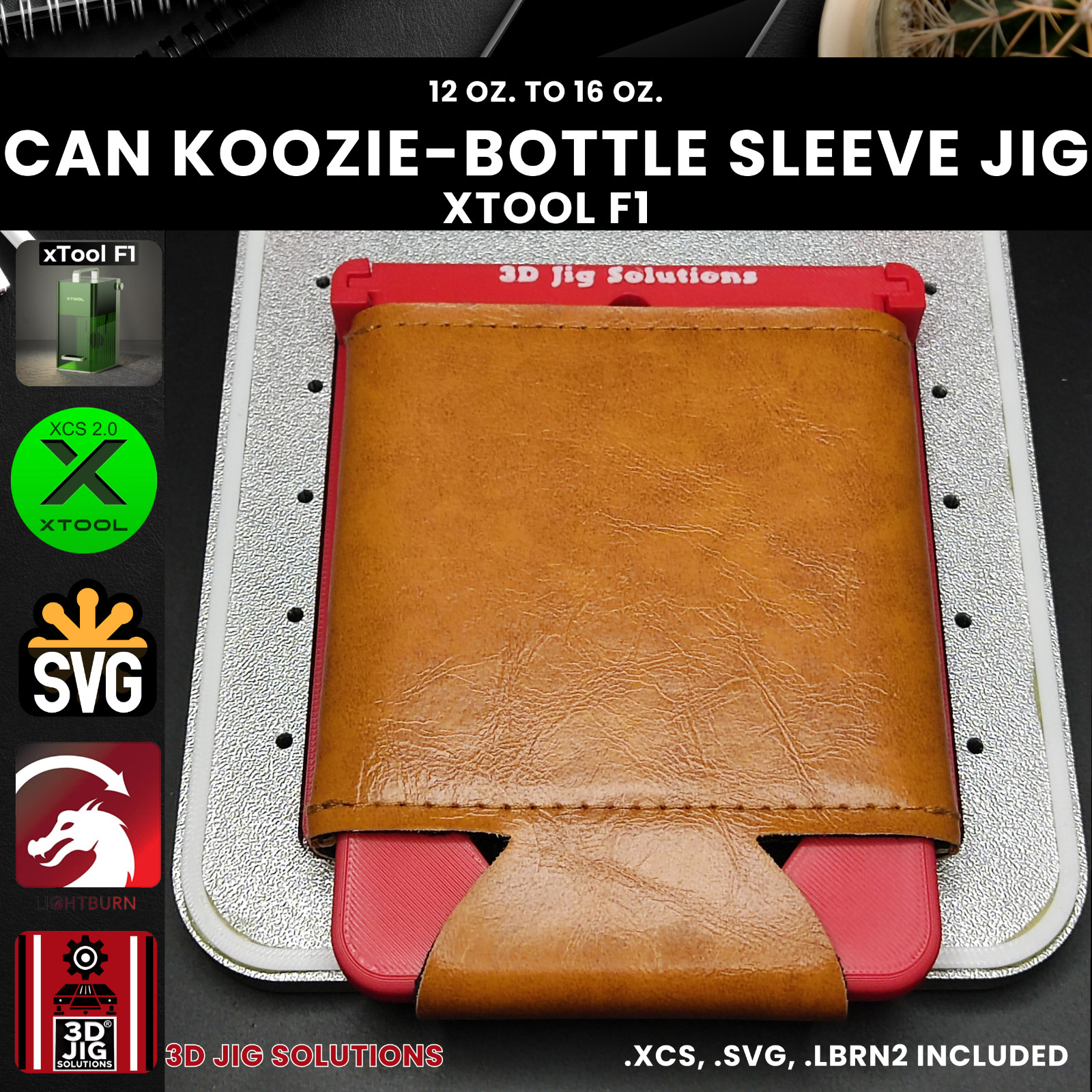 xTool F1 Koozie Jig | Bottle Cooler Laser Engraving Template | Both Sides