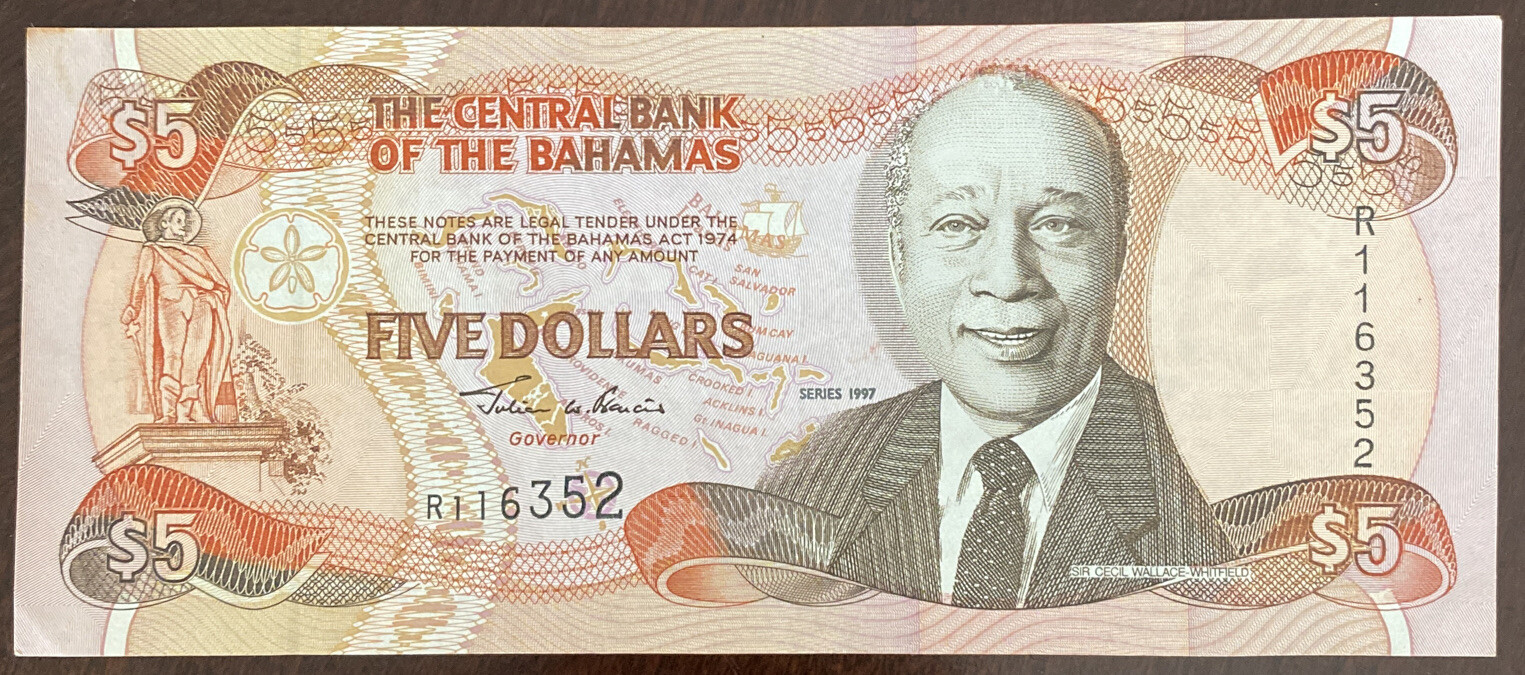 1997 Five Dollars Bahamas - Circulated Collectible