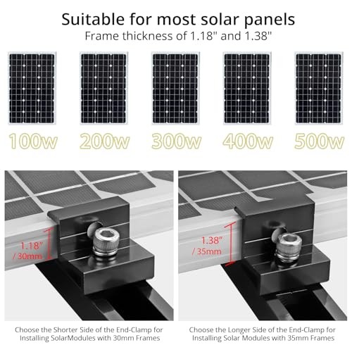 Solar Panel Mounting Kit for Single Panel, 4 Pcs 4.72in Mounting Rail & End