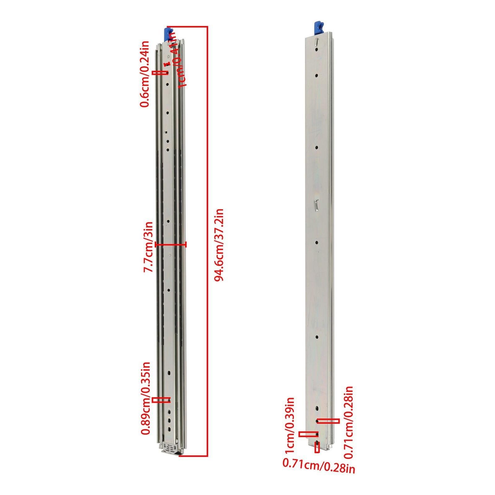 1 Pair Locking Drawer Slides 36 Inch Lock & Full Extension 500 lbs Load Capacity