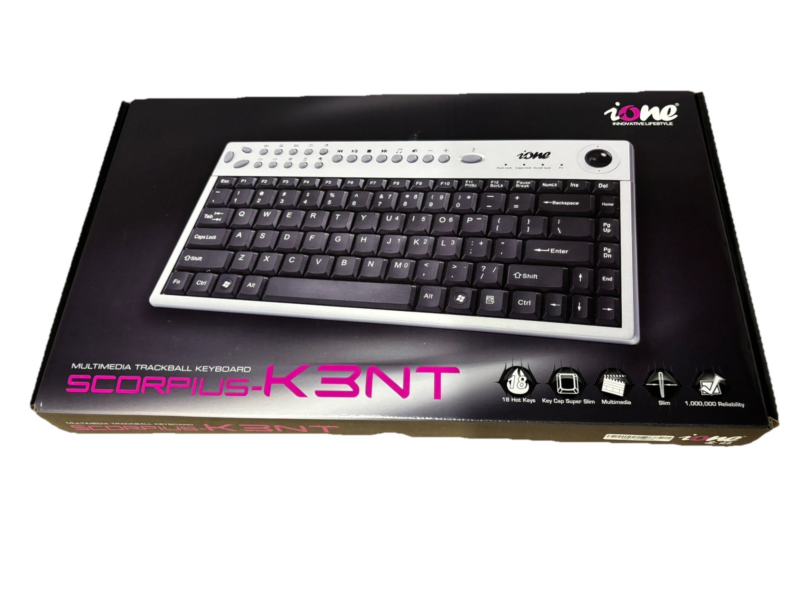 Ione SCORPIUS-K3NT Multimedia Keyboard Wired Keyboard with Trackball