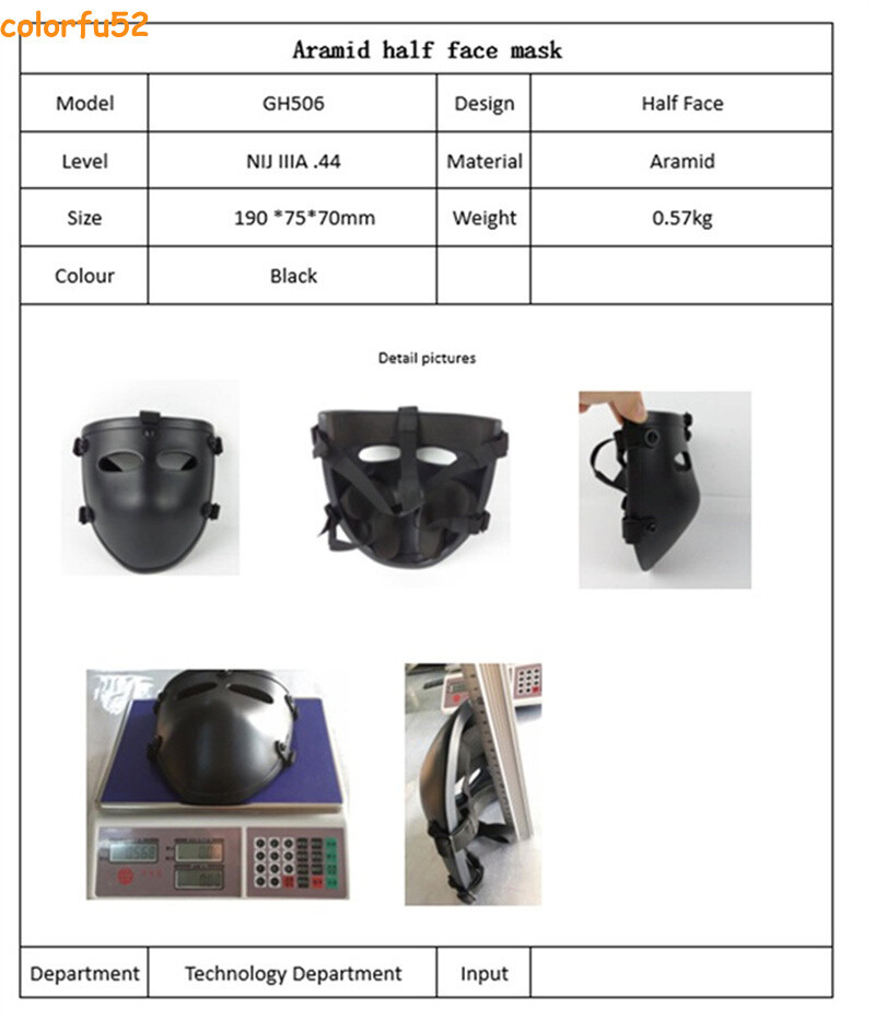 IN US! Level NIJ IIIA Tactical Bulletproof Mask Ballistic Half Face Helmet Black