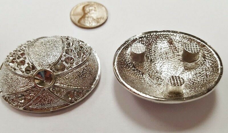 1 Retro Silver Beach Ball 37x41mm. Unset Rhinestone Setting Finding E279