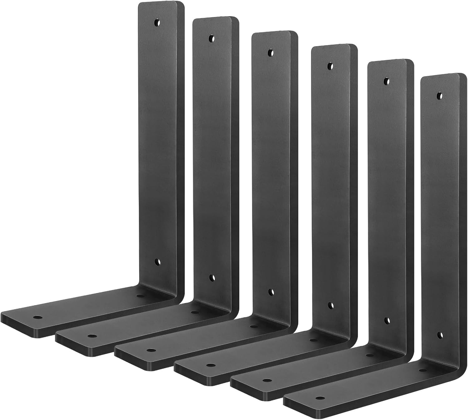 Heavy Duty Shelf Brackets 8 Inch (6 Pack), Rustic L Floating Shelf Brackets, Wal