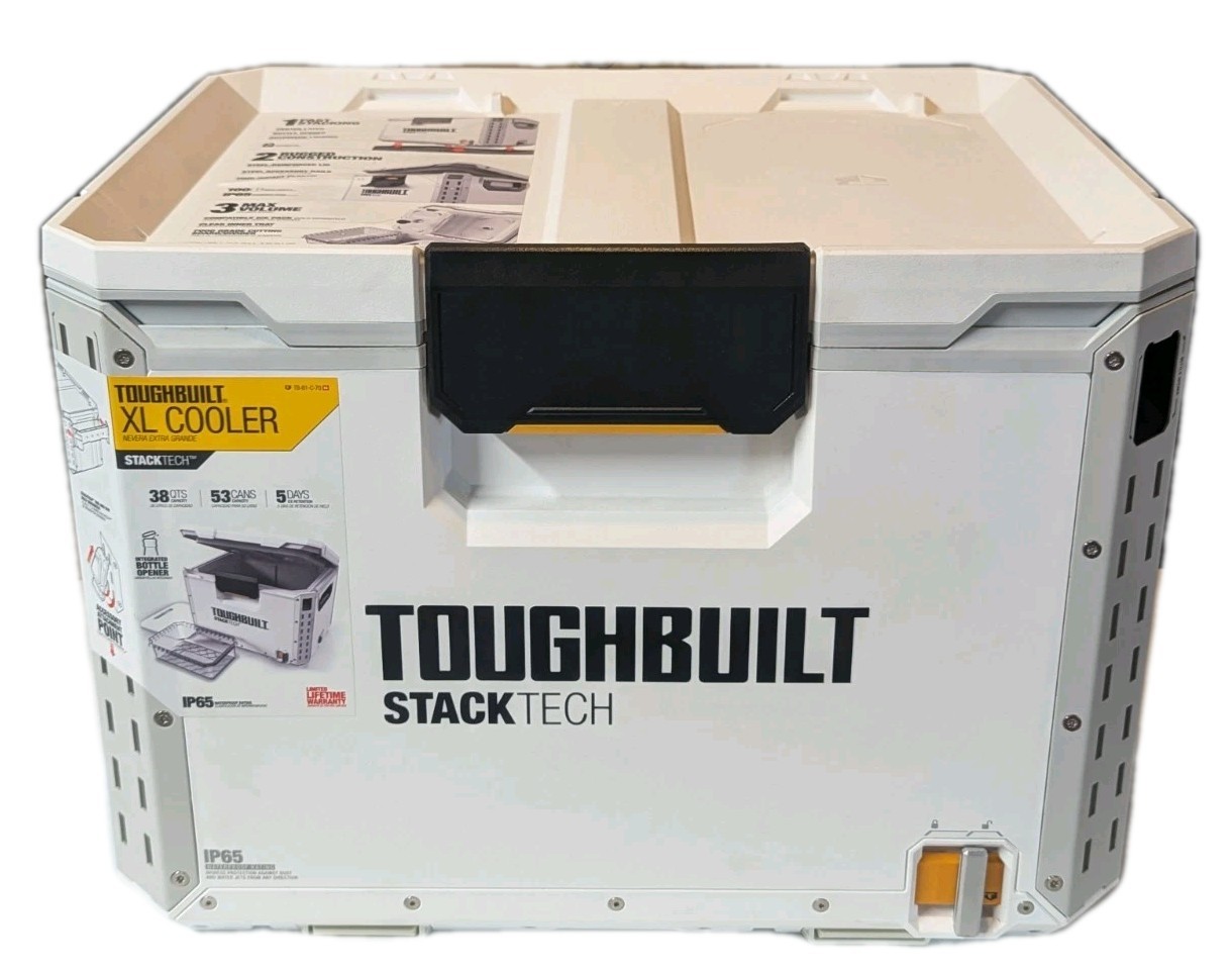 ToughBuilt StackTech XL 38 Quart Cooler Stackable Hard Shell Ice Chest White NEW