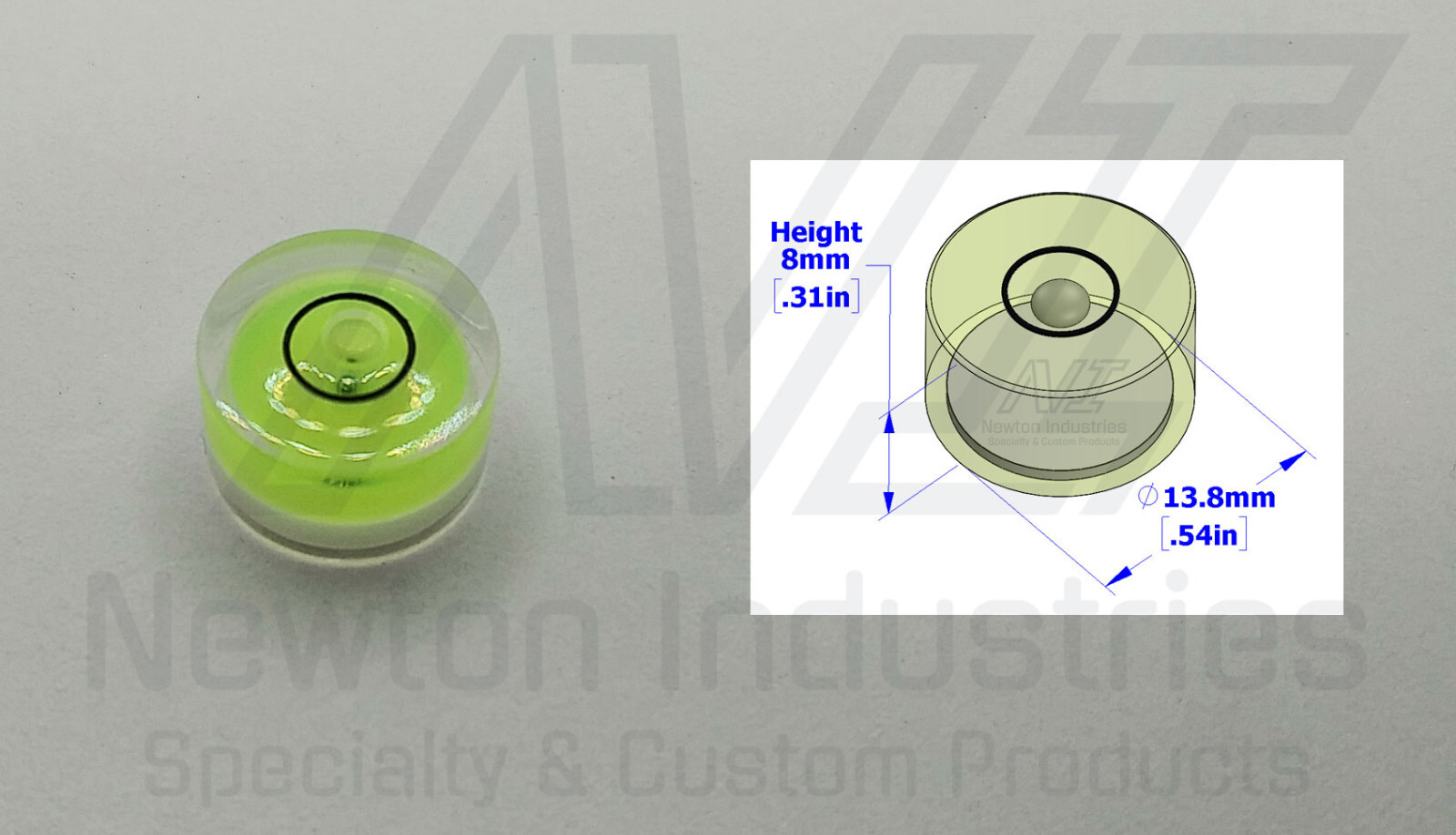 4pcs Acrylic Ø13.8x8mm Round Bullseye Spirit Bubble Level Sens:  ±1.5° in circle
