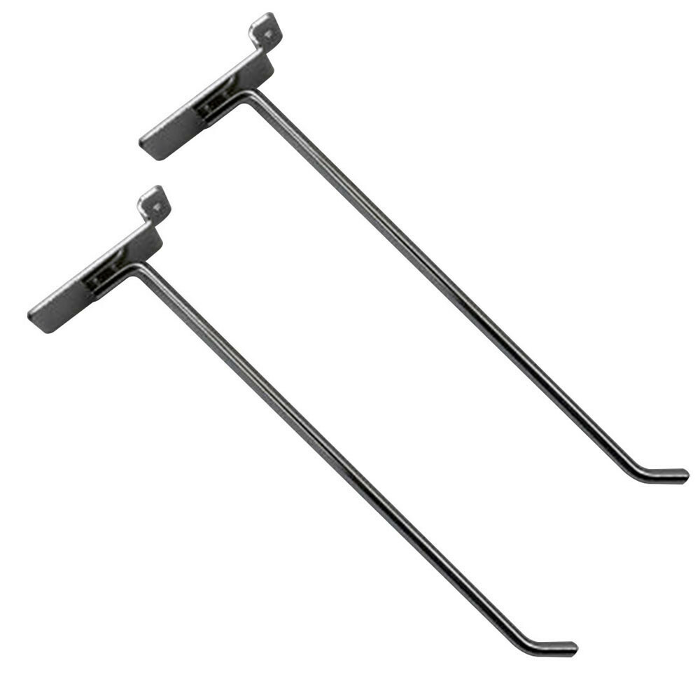 10" Slatwall Hooks,Chrome,Hanger Display,Display Panel Hooks Wire Metal 2Pc Set