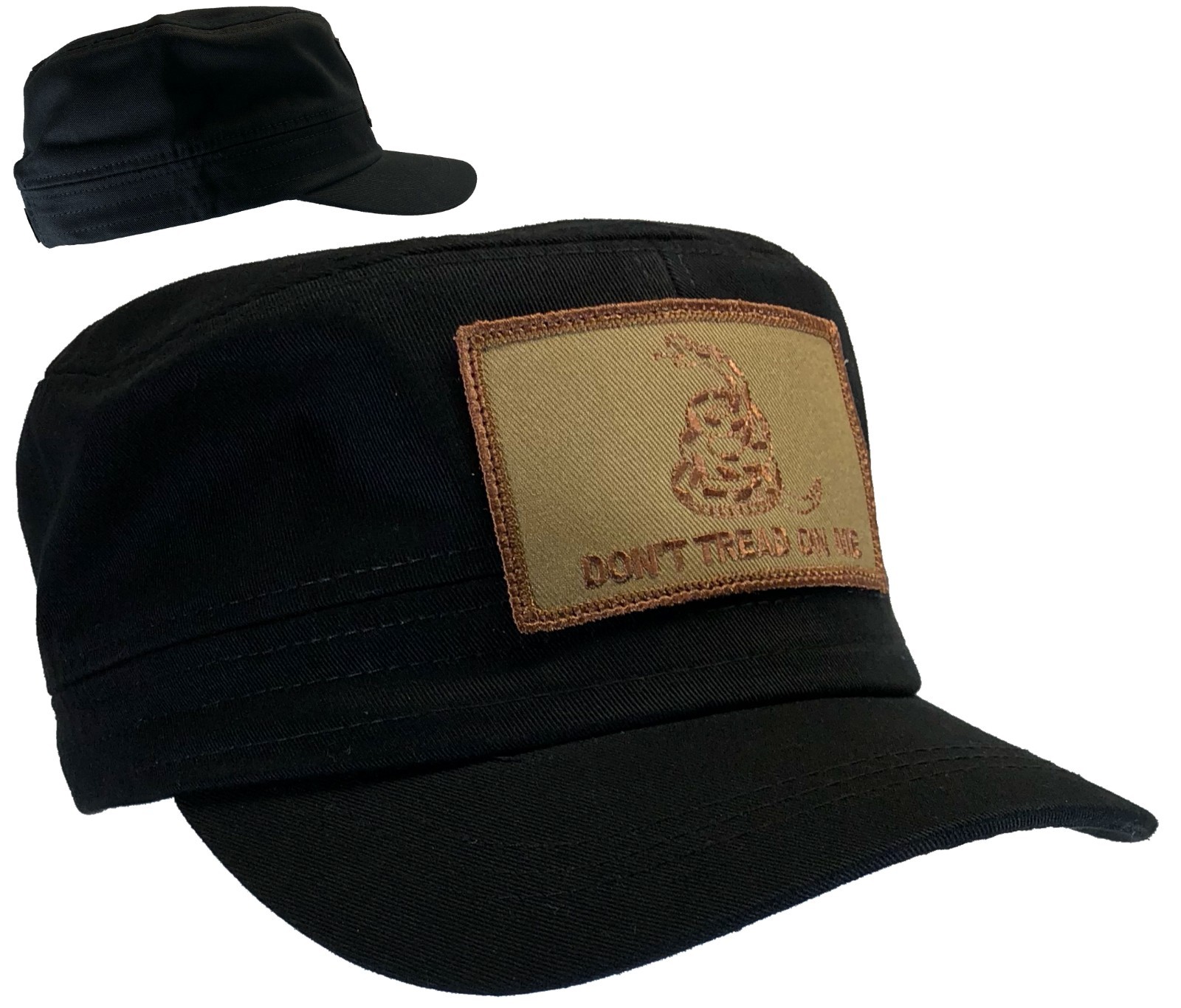 Don't Tread On Me Hat 100% Cotton Black and Khaki Gadsden Fatigue Cap