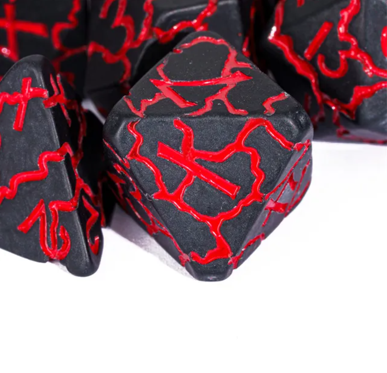⚡🔴Black/Red Crackle Dice Set | RPG DnD Dungeons Dragons AD&D Pathfinder d20