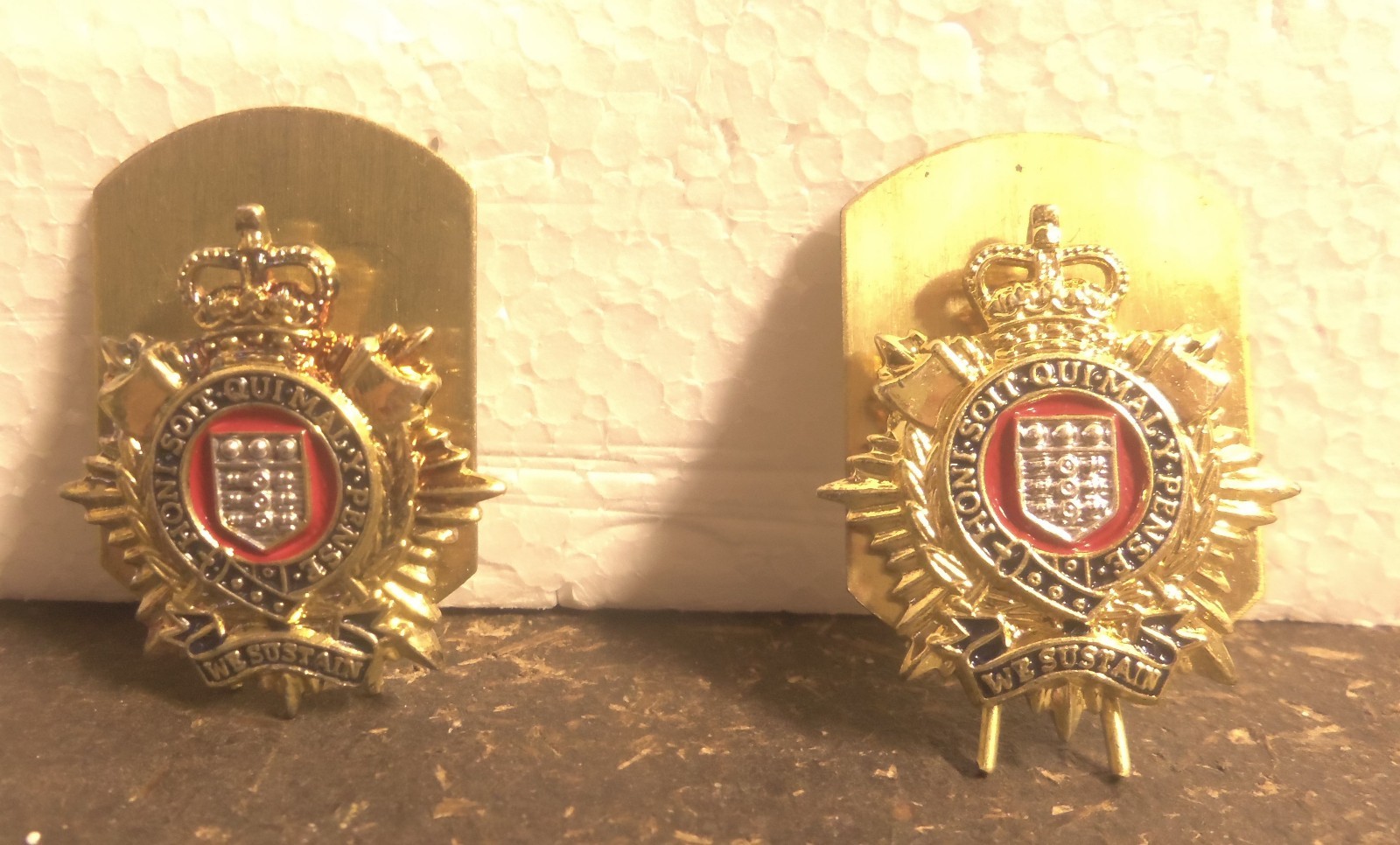 Pair of British Royal Logistic Corps Collar Badges