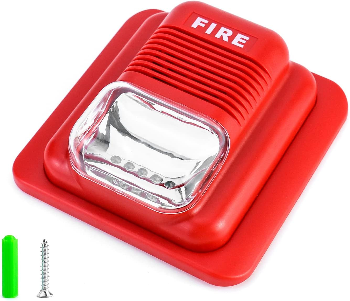 Fire Alarm, 12 / 24V DC Wired Sound and Light Fire Alarm Warning Strobe Siren Ho