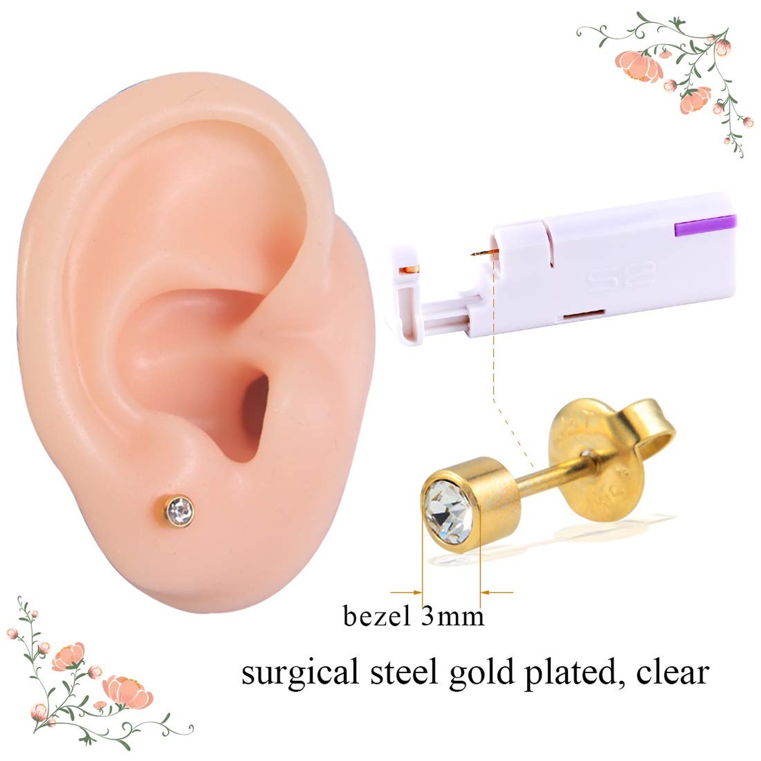 Firstomato 2PCS Disposable Ear Piercing Kit Ear Piercing Gun Self Use Ear Pie...