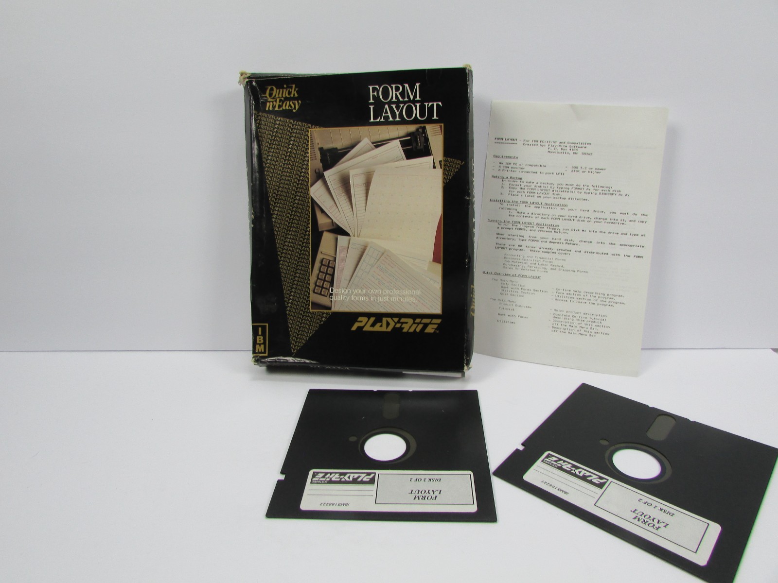 Vintage IBM Quick and Easy Layout by Play-Rite Software 5.25" & 3.5" Disk