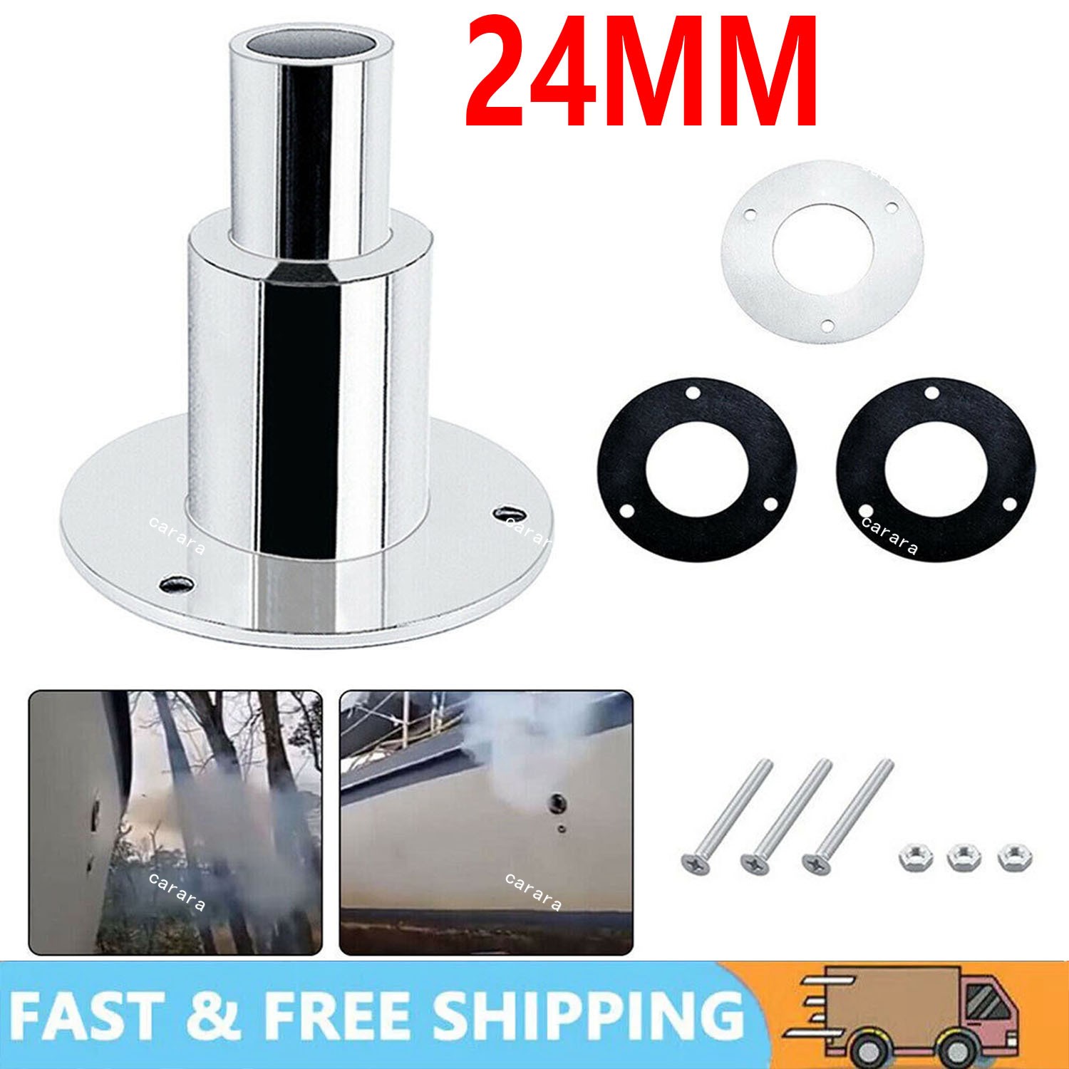 Fit For Boat Car 24mm Thru Hull Exhaust Skin Fitting Tube Pipe Air-Diesel Heater