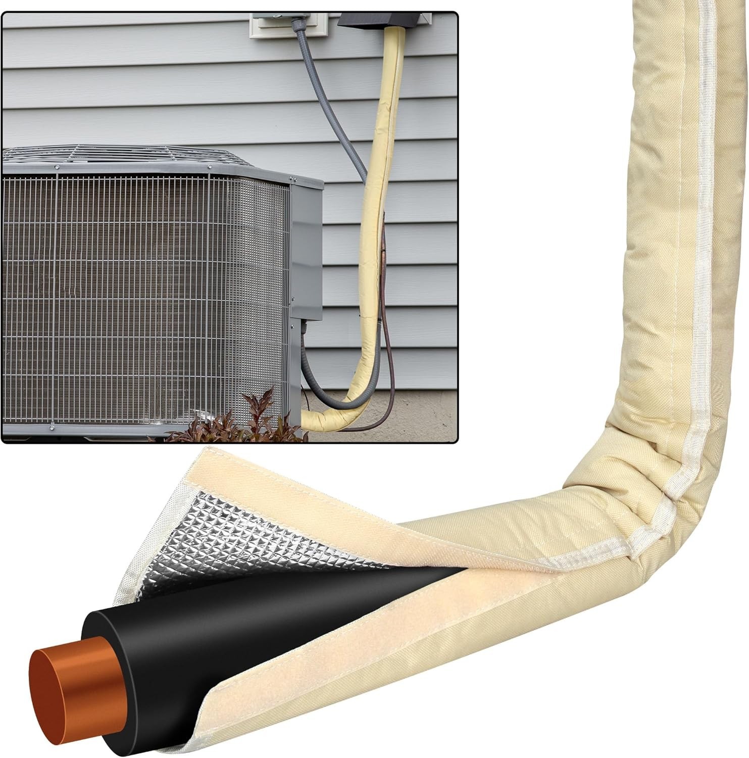 Professional-Level Khaki HVAC Pipe Insulation Sleeve, Waterproof & Durable