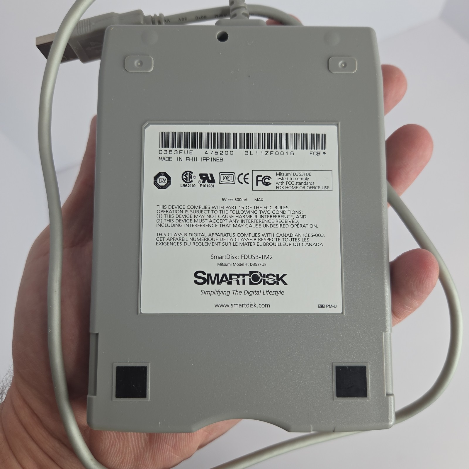 Mitsumi D353FUE USB External 3.5" Floppy Disk Drive - 1.44MB - PC Mac - Tested