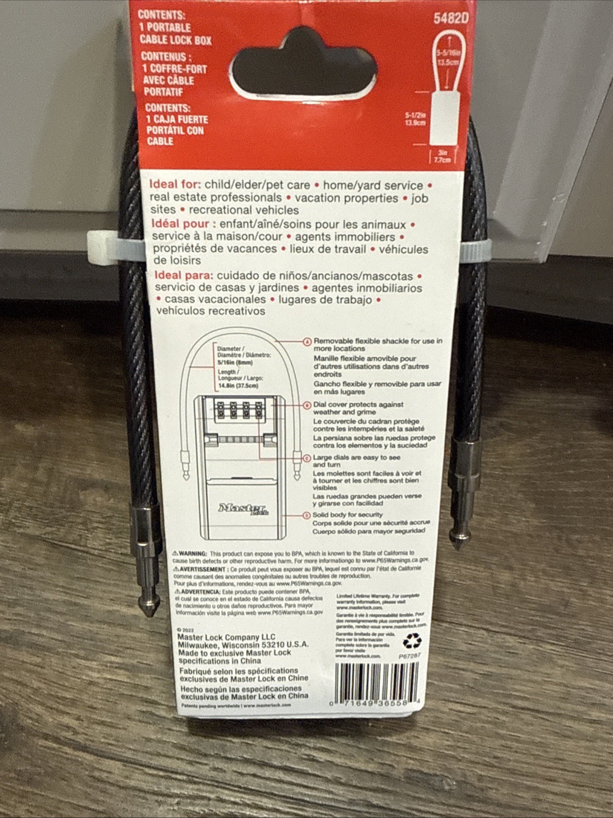 Master Lock Portable Cable Lock Box 5482D