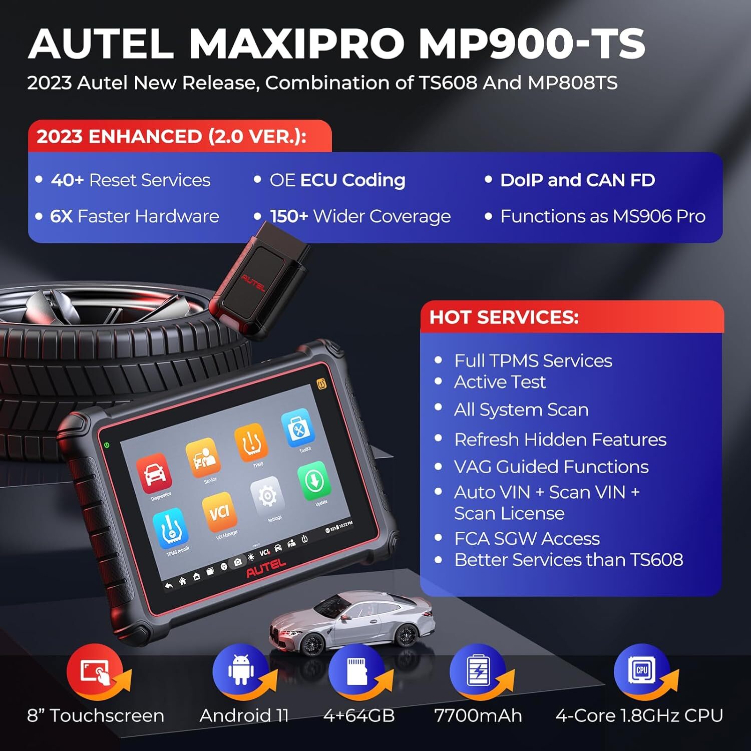 2026 Autel MP900-TS OBD2 Scanner Full TPMS Sensor Programming Diagnostic Tool