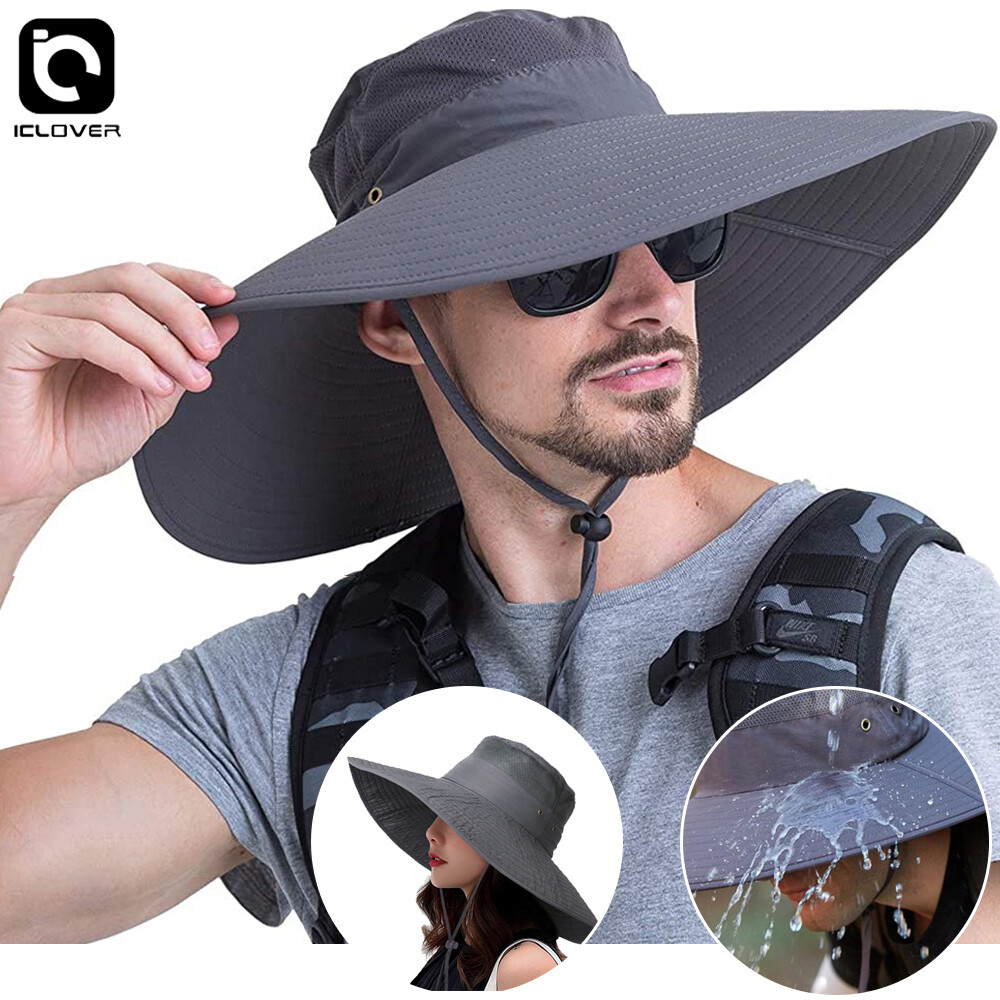Men Wide Brim Sun Hat UV Protection Bucket Hiking Camping Fishing Safari Summer